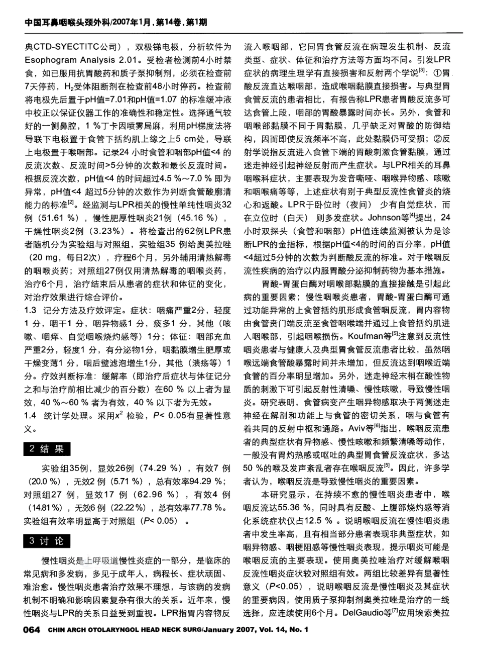慢性咽炎患者喉咽反流分析_第2页
