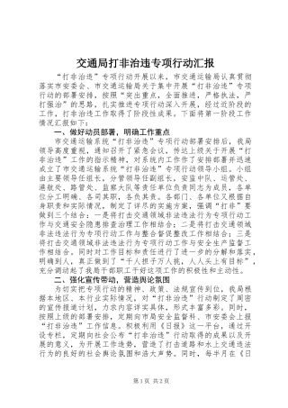 交通局打非治违专项行动汇报