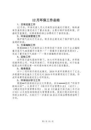 12月环保工作总结