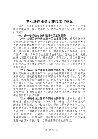 专业法律服务团建设工作意见