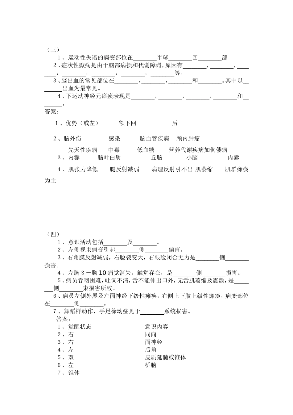 神经内科学考试题库集(填空题部分)_第2页