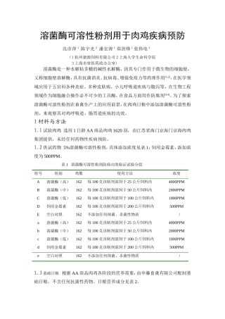 溶菌酶可溶性粉剂用于肉鸡疾病预防