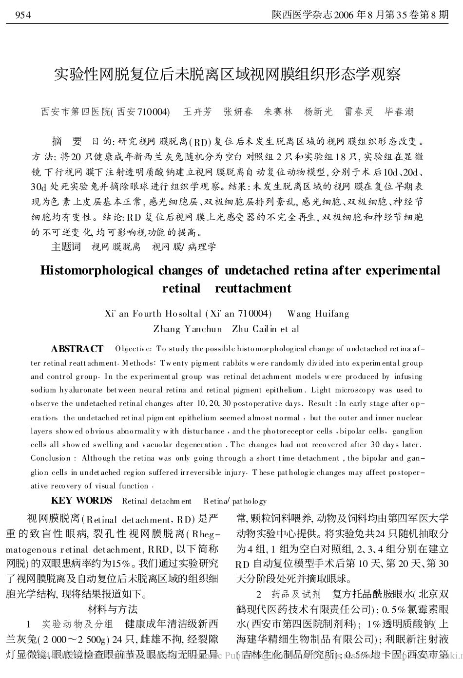 实验性网脱复位后未脱离区域视网膜组织形态学观察_第1页