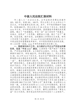 中级人民法院汇报材料
