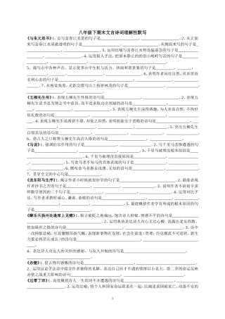 人教版八年级下期末理解性默写