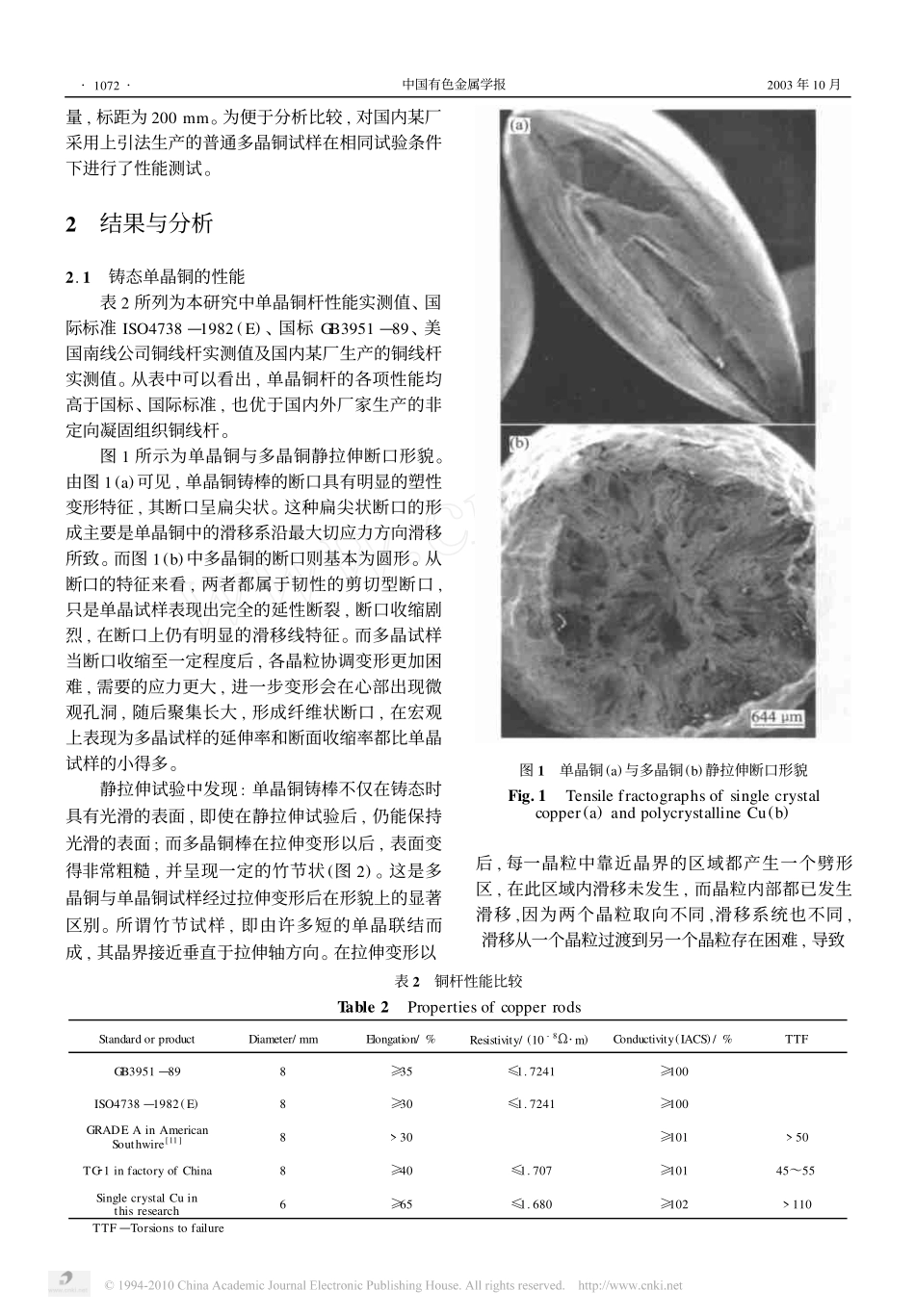 热型连铸单晶铜的性能_丁雨田_第2页