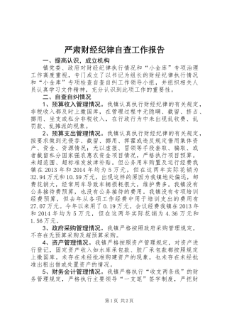 严肃财经纪律自查工作报告