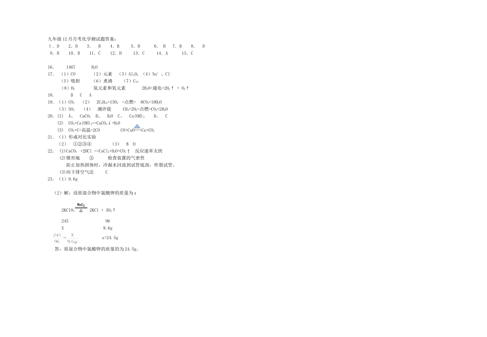 九年级12月月考化学测试题8K_第3页