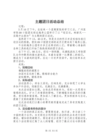 主题团日活动总结