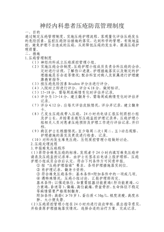 神经内科患者压疮防范管理制度