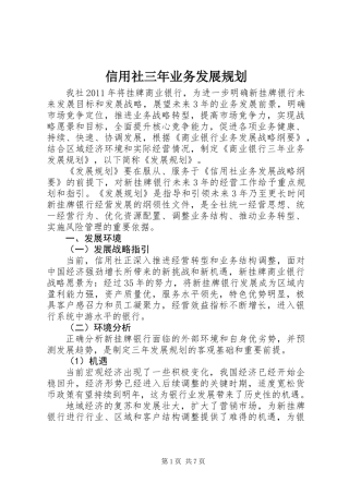 信用社三年业务发展规划