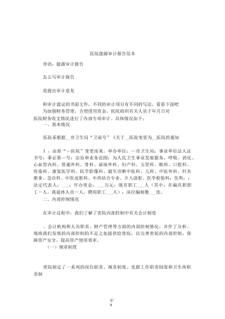 医院能源审计报告范本