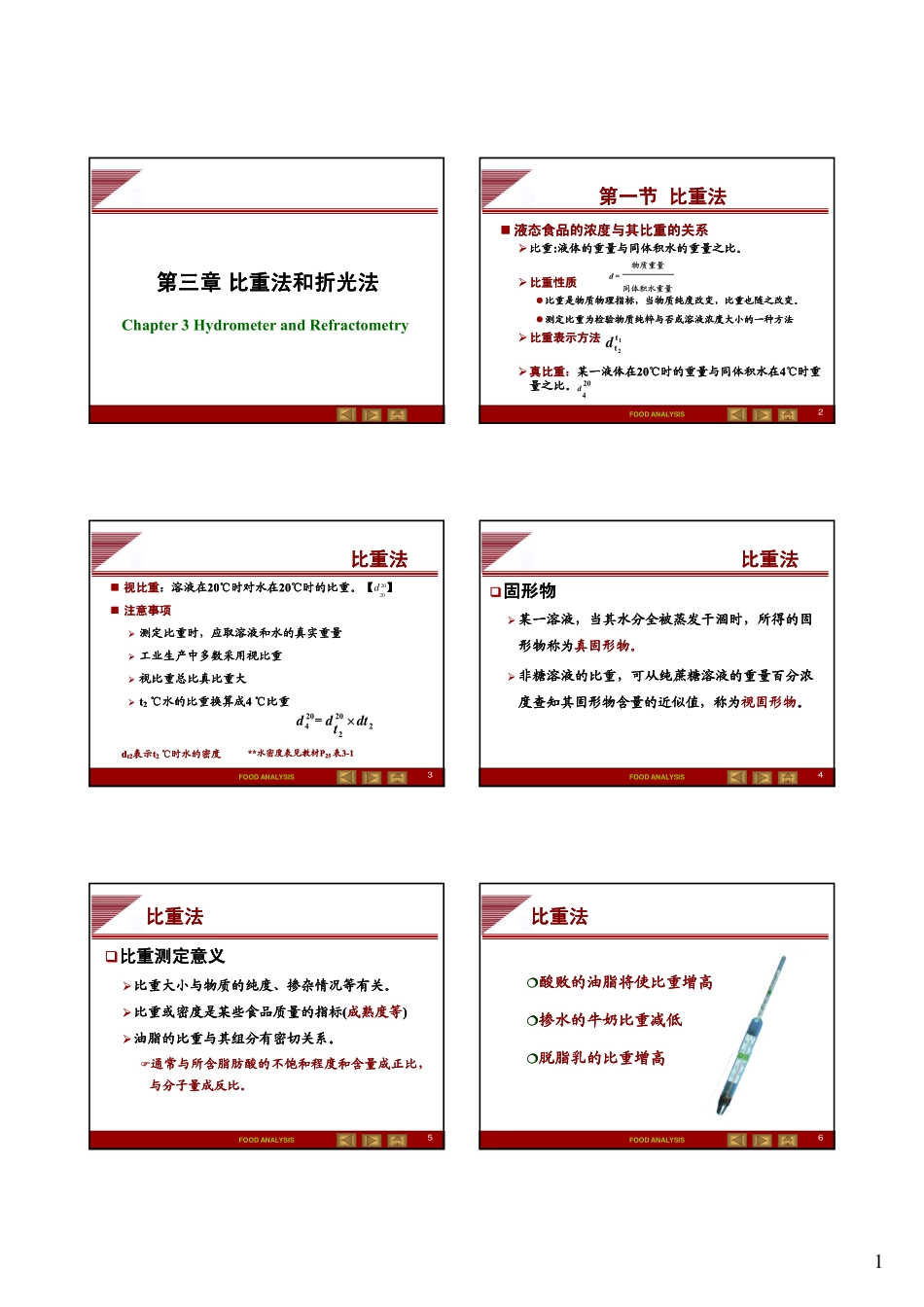 食品分析-比重法和折光法_第1页