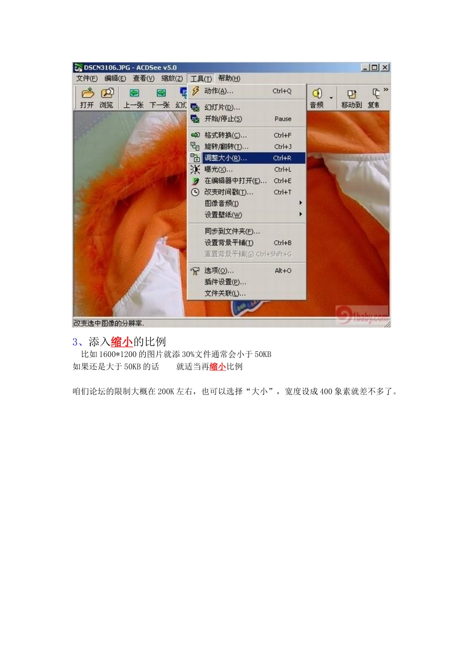 请看用ACDSEE如何缩小照片大小_第2页