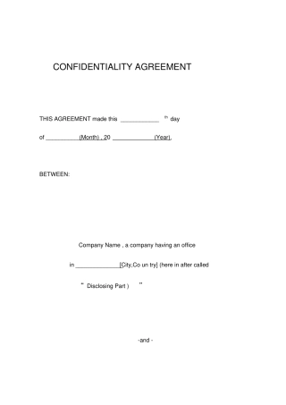 CONFIDENTIALITYAGREEMENT公司股权协议英文版