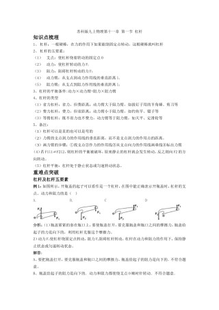 苏科版九上物理第十一章 第一节 杠杆