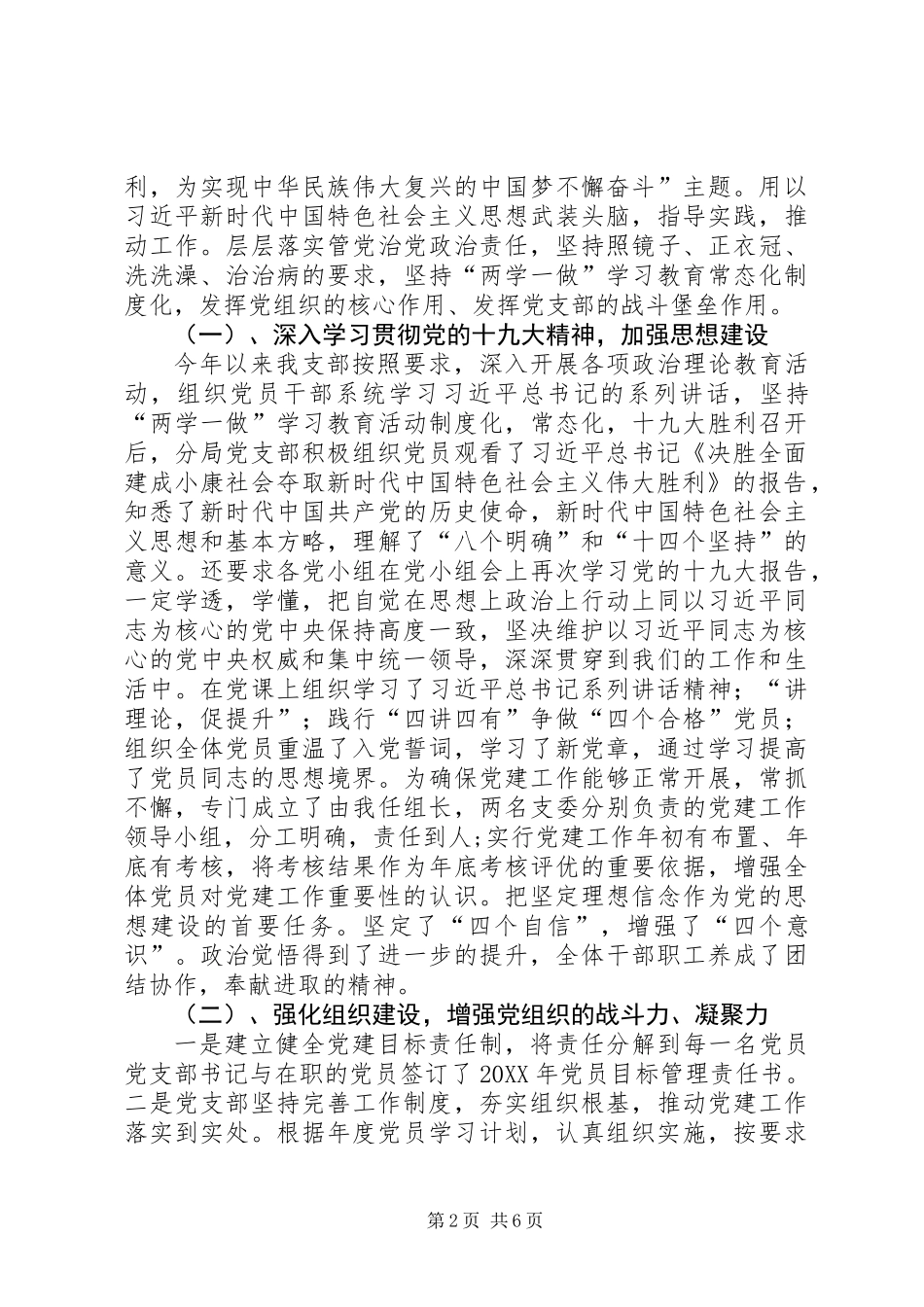 201X年度公司党支部书记抓党建述职报告_第2页