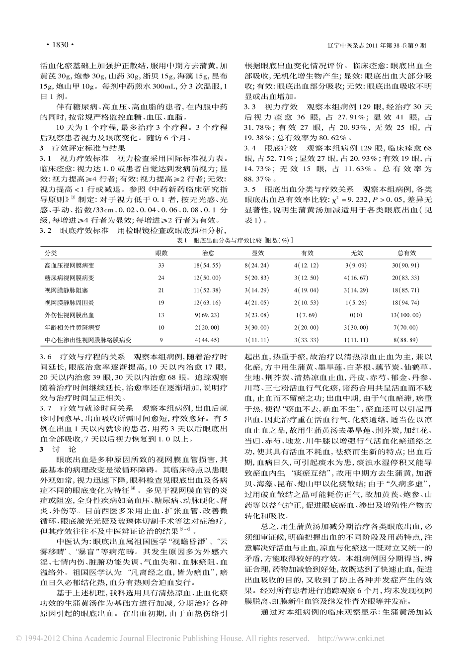 生蒲黄汤加减治疗眼底出血疗效观察_李群英_第2页