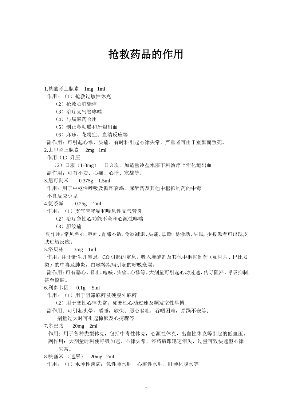 抢救药品的作用_第1页