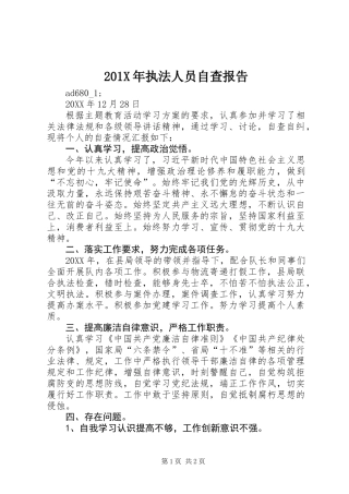 201X年执法人员自查报告