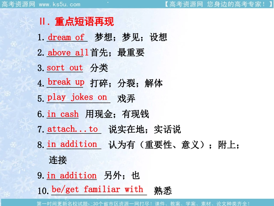 2011年高考一轮复习(新人教版英语)知识点梳理课件：必修2_Unit_5_第3页