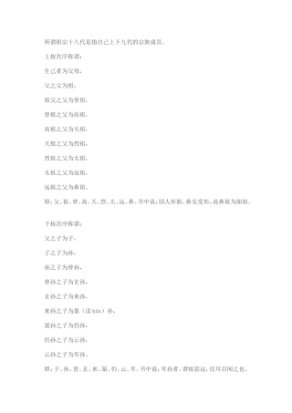 祖宗十八代称谓