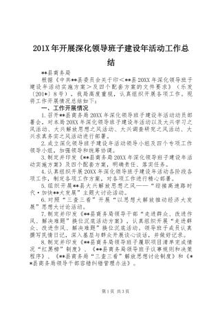 201X年开展深化领导班子建设年活动工作总结