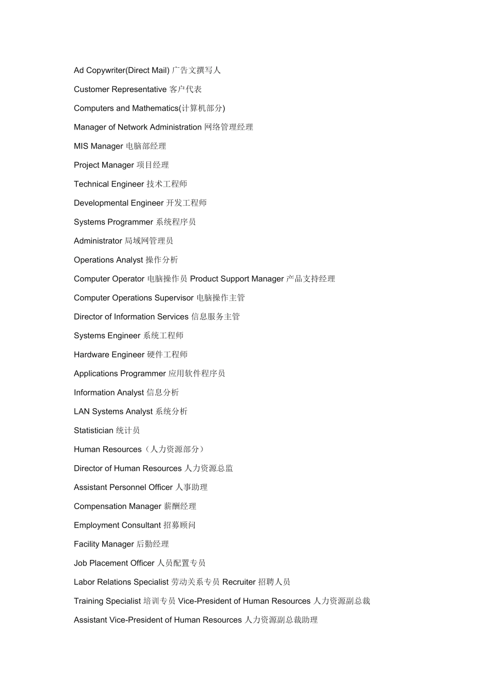 企业各职位英文对照_第3页