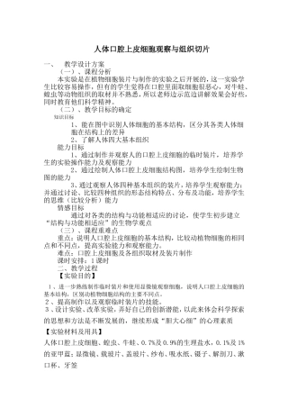 人体口腔上皮细胞与组织切片