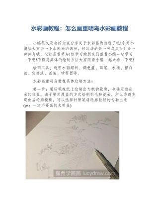 水彩画教程：怎么画重明鸟水彩画教程