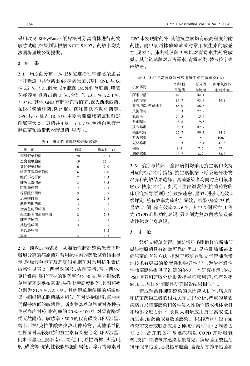 难治性肺部感染的细菌学分析_第2页