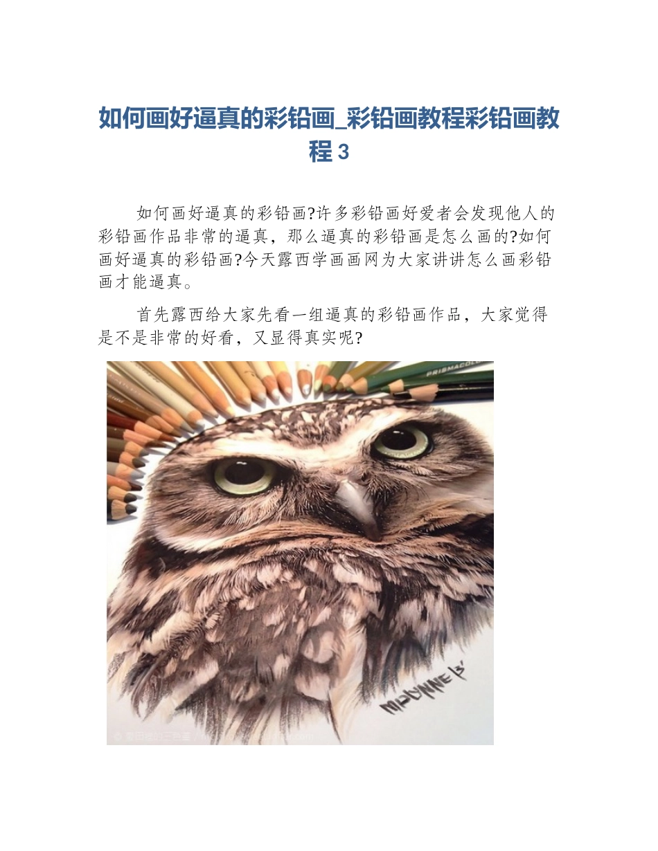 如何画好逼真的彩铅画_彩铅画教程彩铅画教程3_第1页