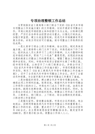 专项治理整顿工作总结