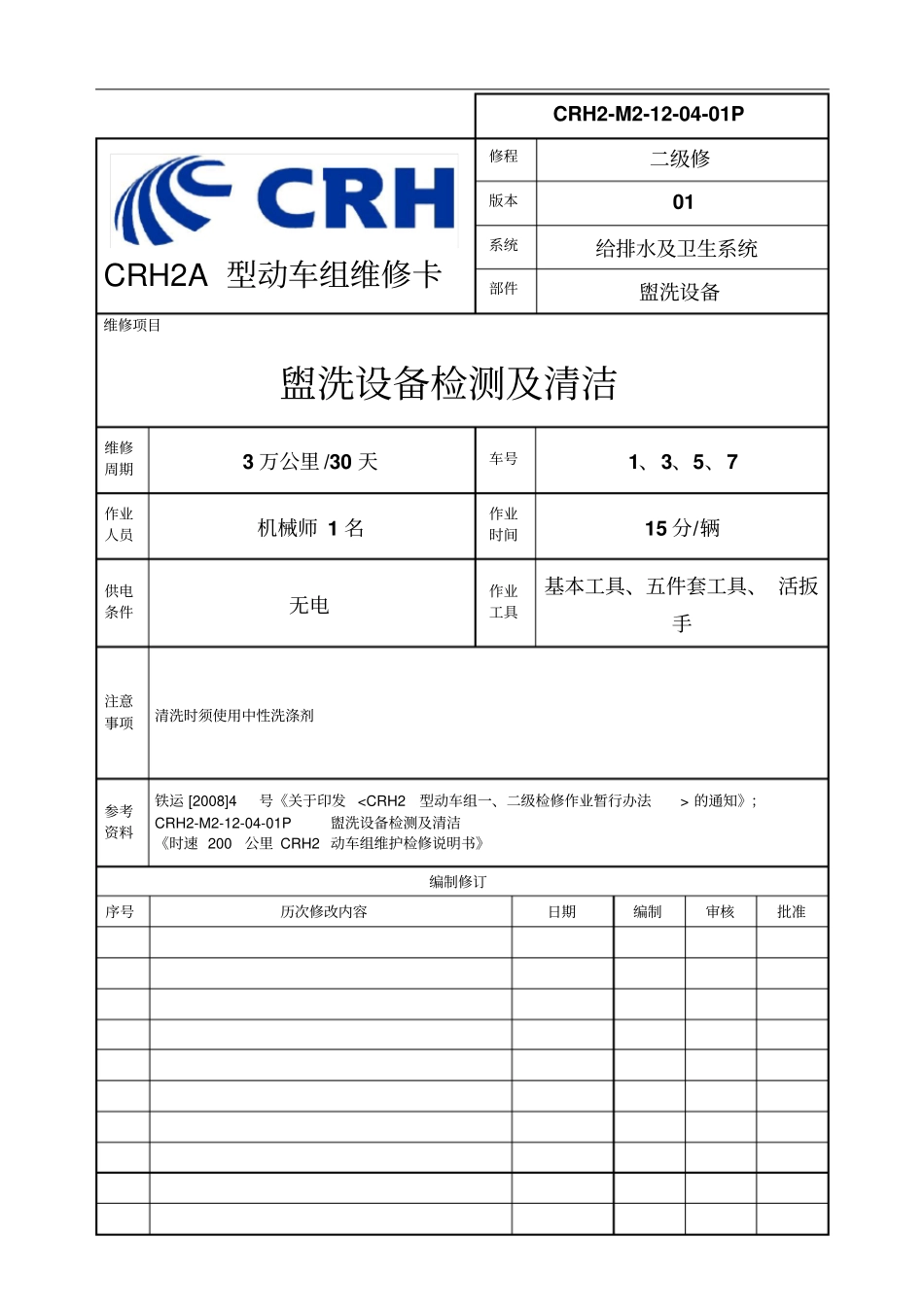 CRHMP盥洗设备检测及清洁_第1页