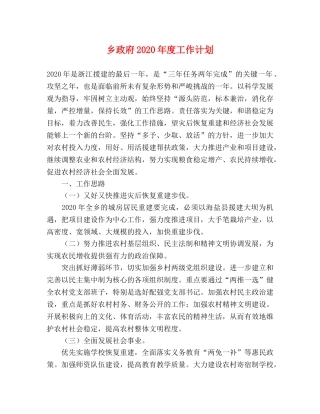 乡政府2024年度工作计划 