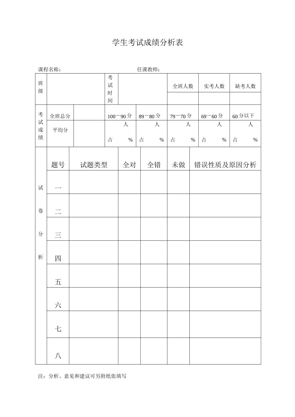 小学生学习成绩分析表_第1页