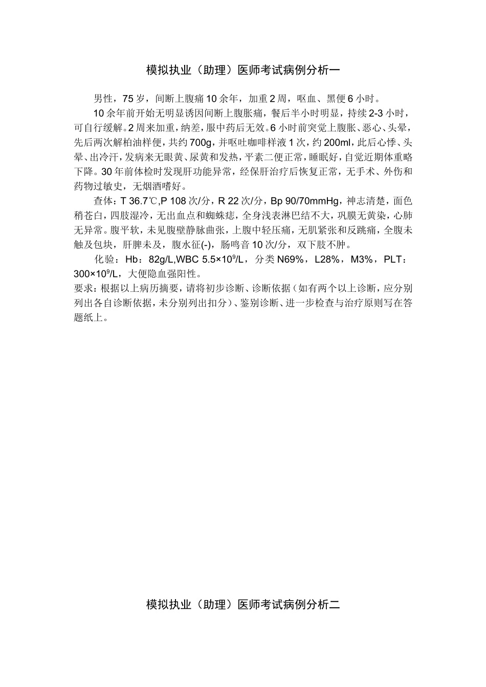 临床专业病例分析 10套_第1页