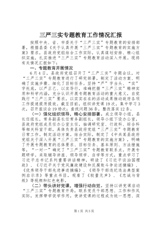 三严三实专题教育工作情况汇报