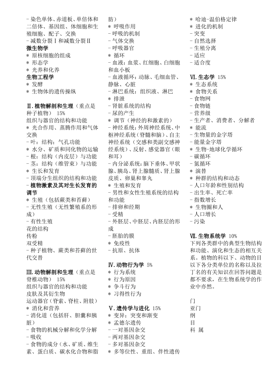 全国中学生生物学竞赛纲要理论部分_第2页