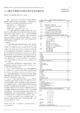 人工髋关节置换手术的疗效评定及功能评定