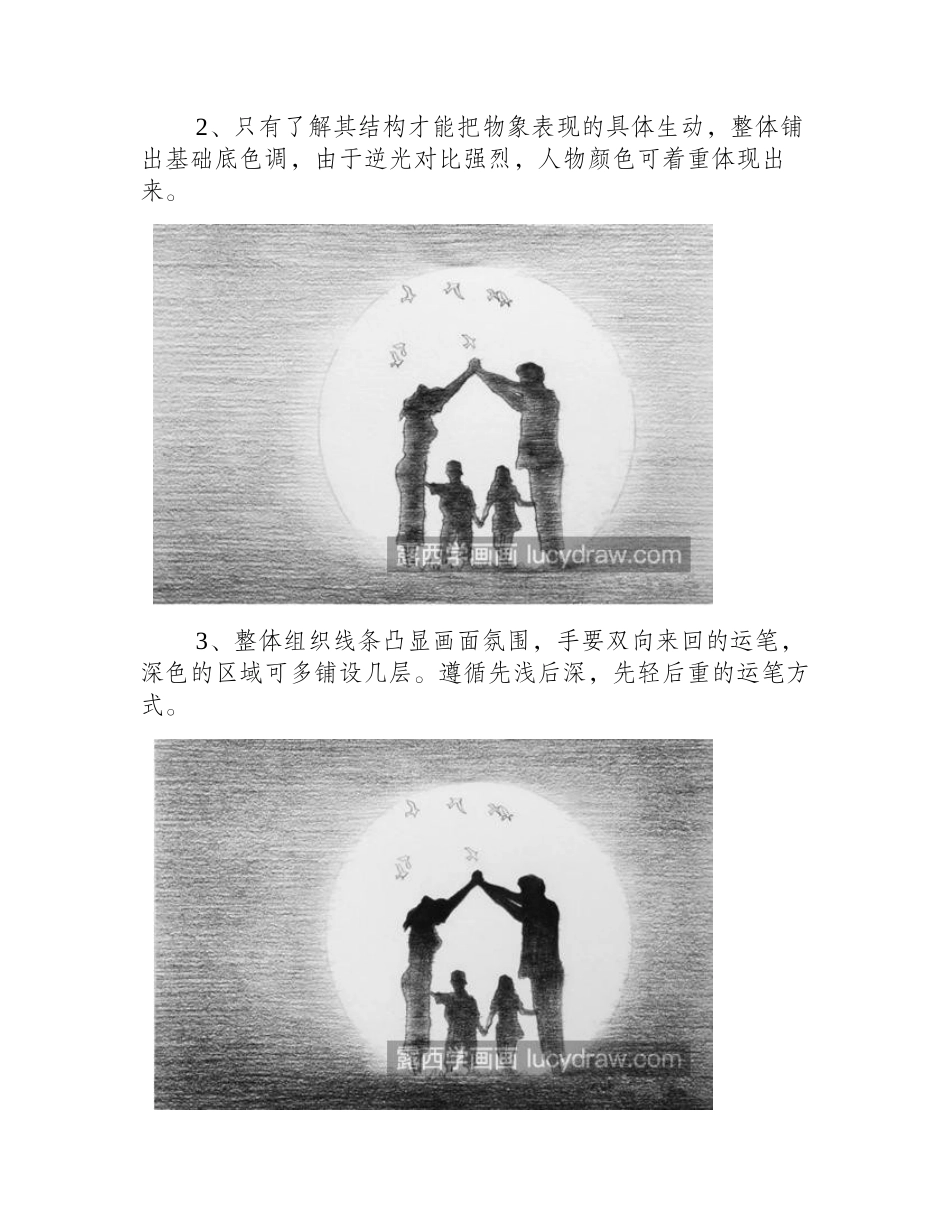 相亲相爱的一家人怎么画_逆光人物素描画法是什么_素描教程_第2页