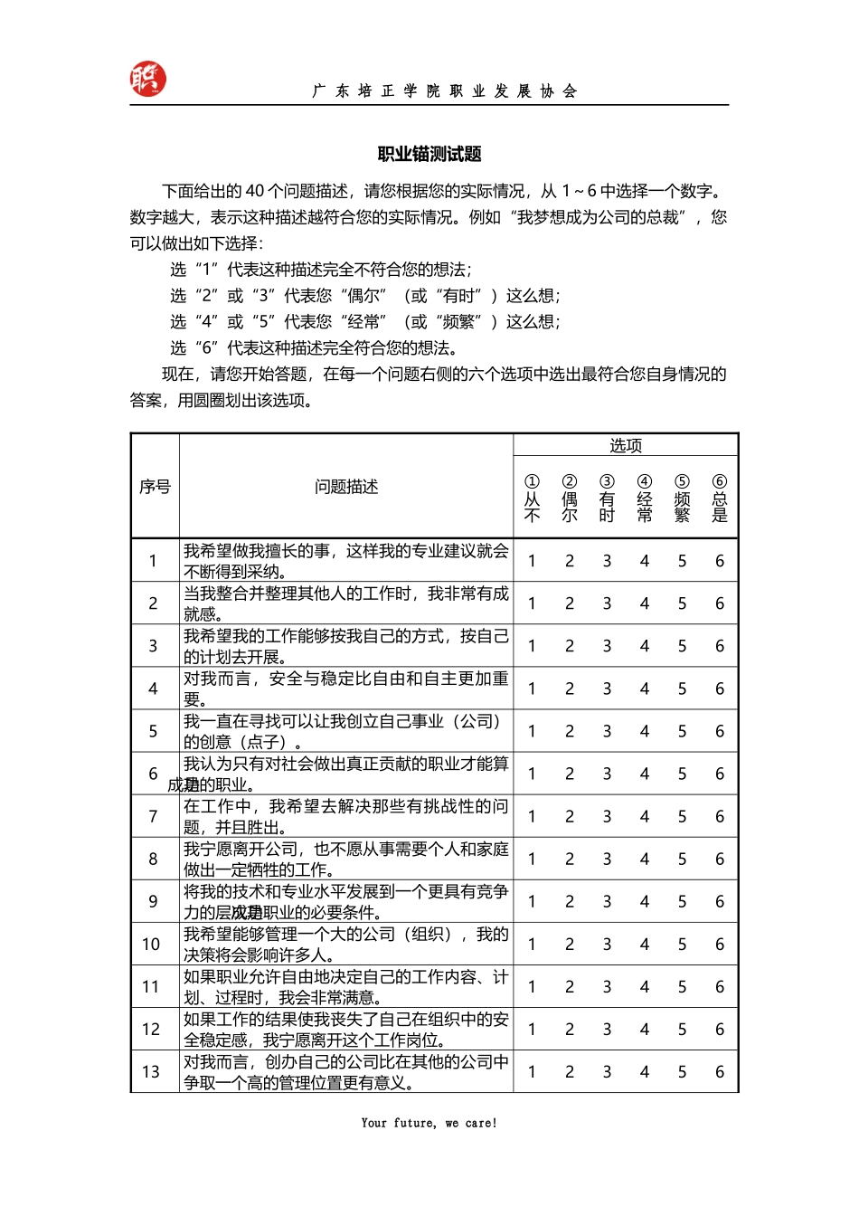 施恩职业锚测试与解释(粘贴在二面等候室)_第1页