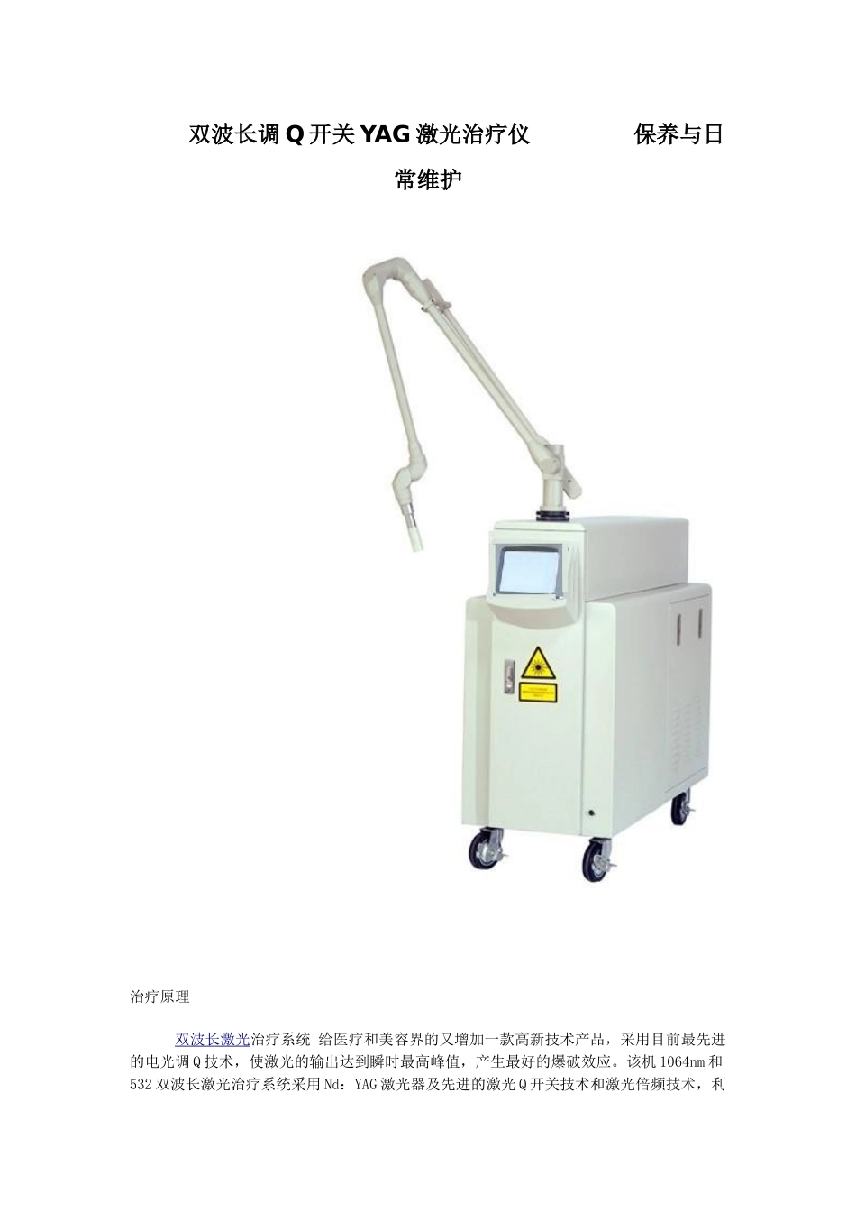 双波长调Q开关YAG激光治疗仪保养与维护_第1页