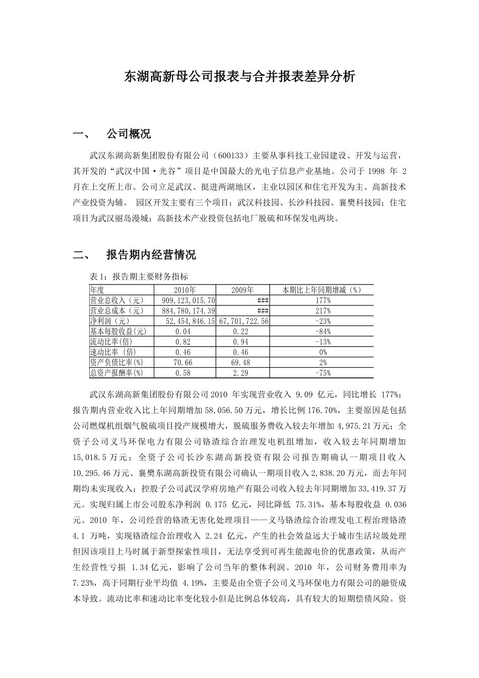 母公司报表与合并报表差异分析_第1页