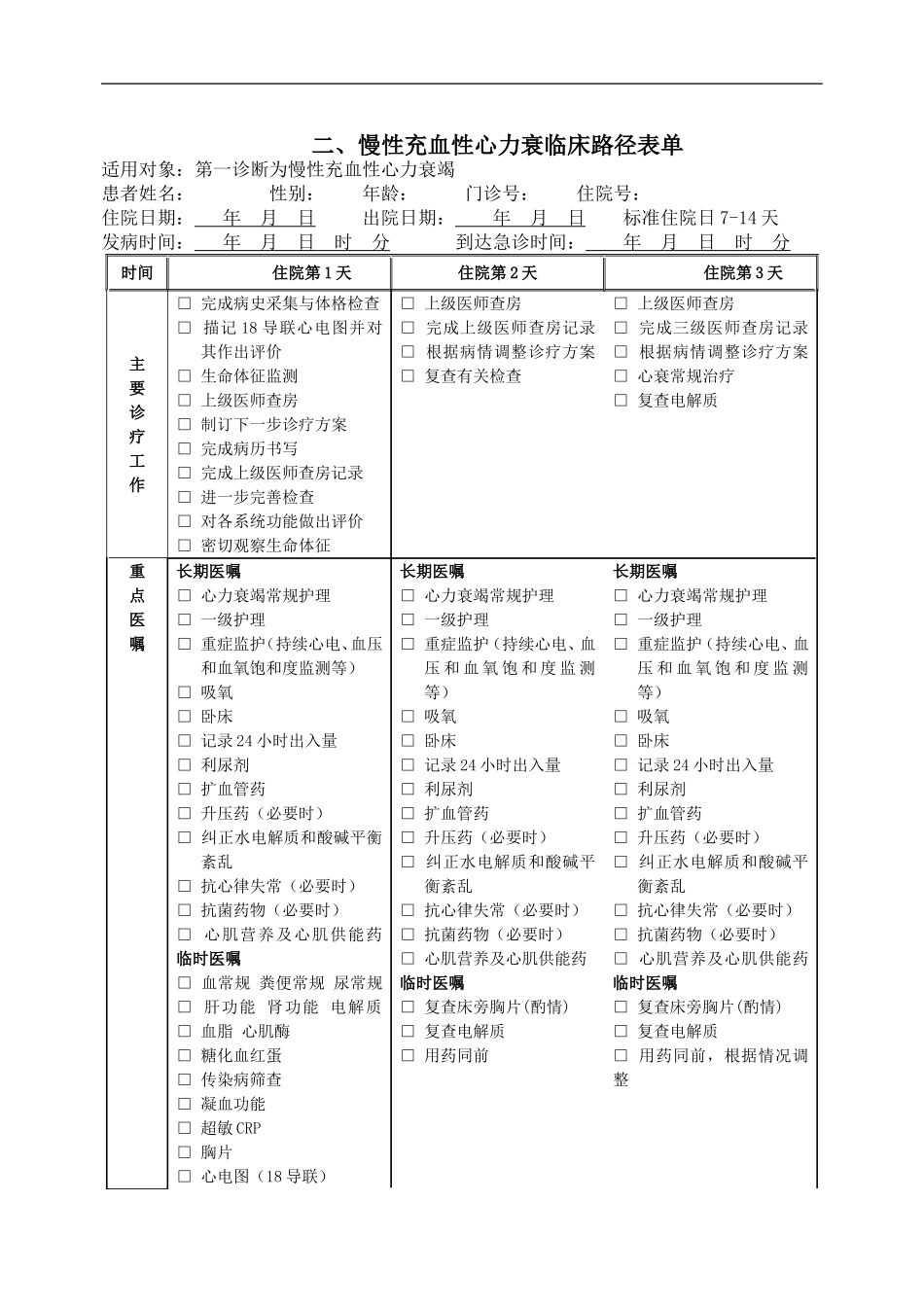 慢性心力衰竭临床路径_第3页