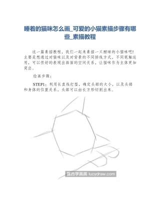 睡着的猫咪怎么画_可爱的小猫素描步骤有哪些_素描教程