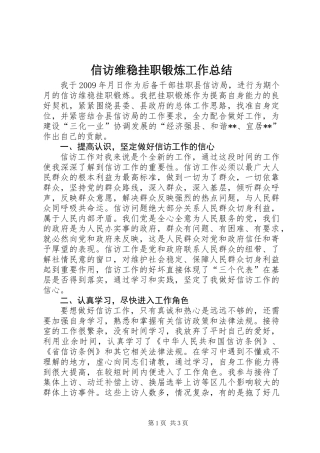 信访维稳挂职锻炼工作总结