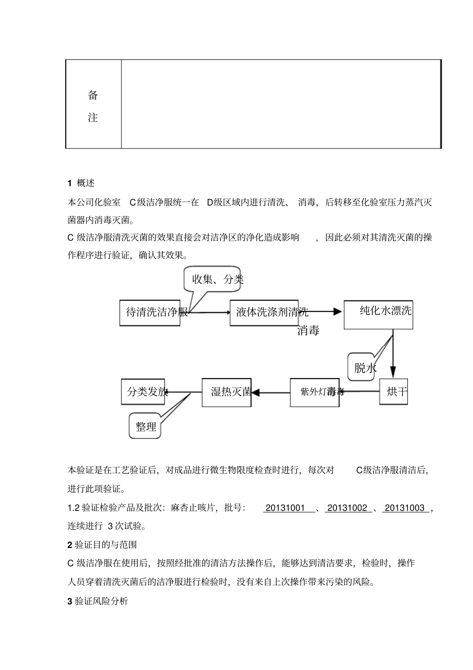 C级洁净工作服洗涤效果验证方案剖析_第3页
