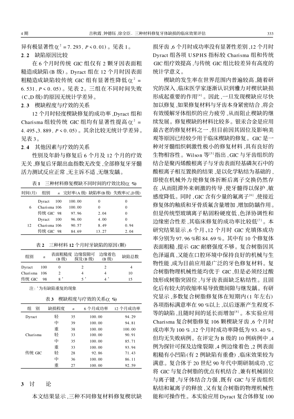 三种材料修复牙体缺损的临床效果评估_第2页