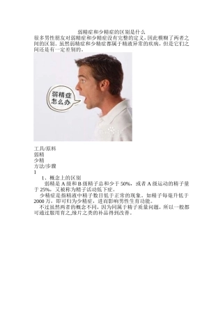 弱精症和少精症的区别是什么